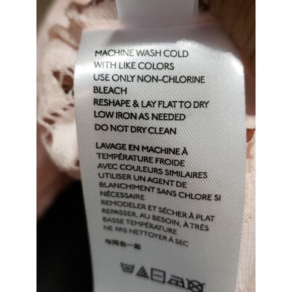 Free People Olivia Romantic Pink Lace Round Neck Flare Sleeve Blouse Size XS - Picture 12 of 15